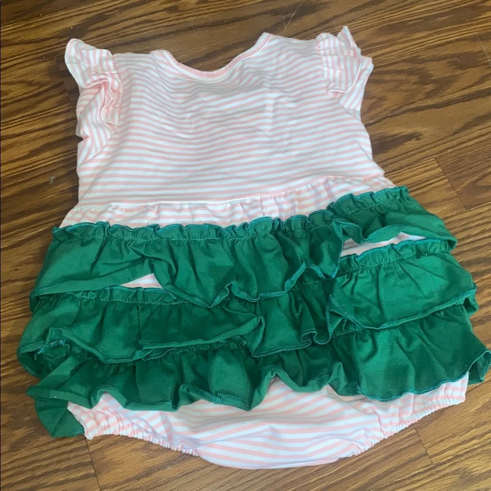 🍀St Patrick Pink and Green Striped Kids Romper 18-24 months